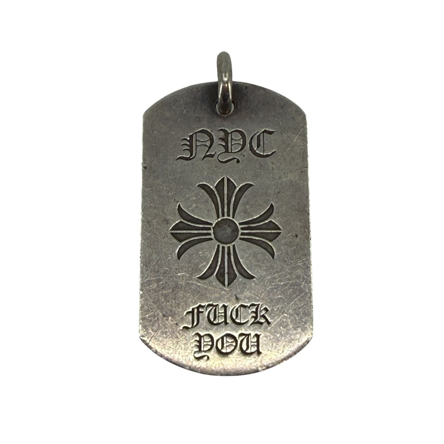 Chrome Hearts New York Exclusive Silver Cross Logo Dog Tag - Used