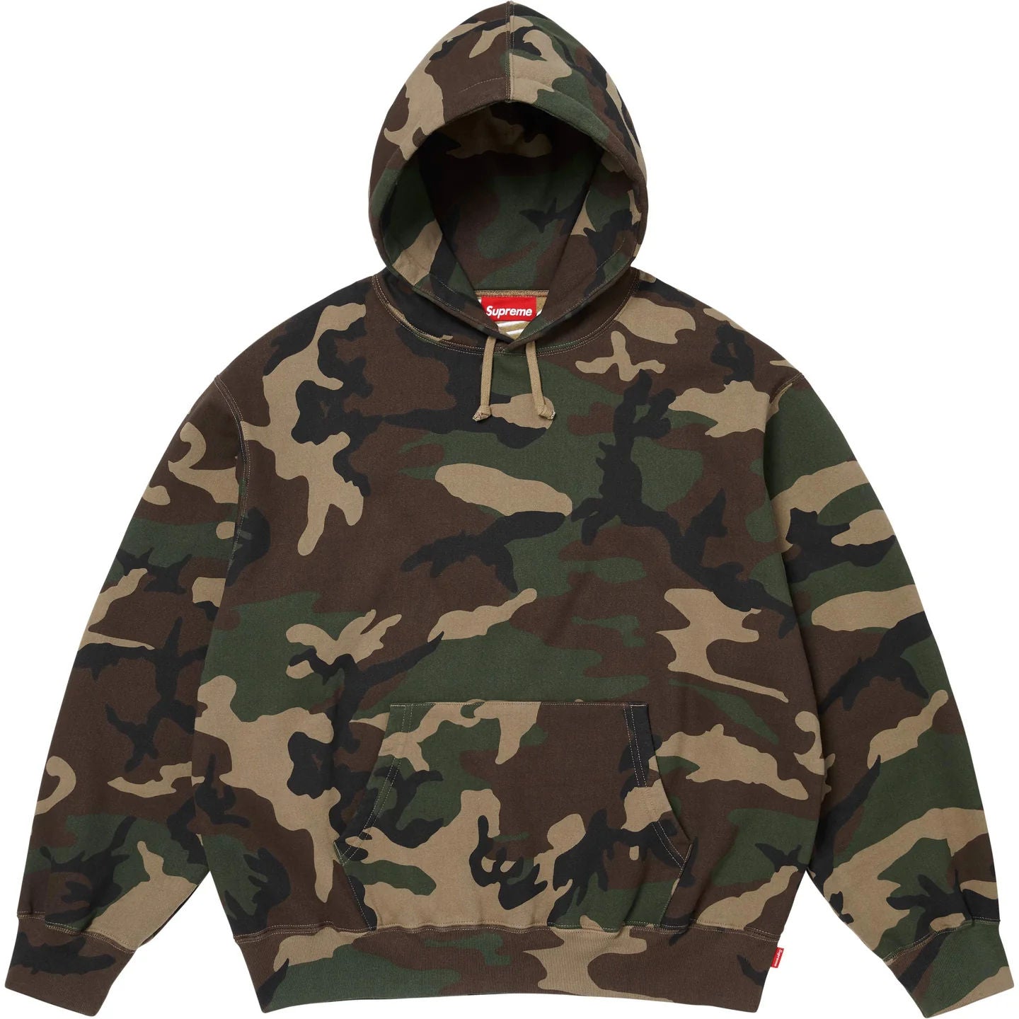 Supreme Satin Applique Hooded Sweatshirt (SS26) Woodland Camo