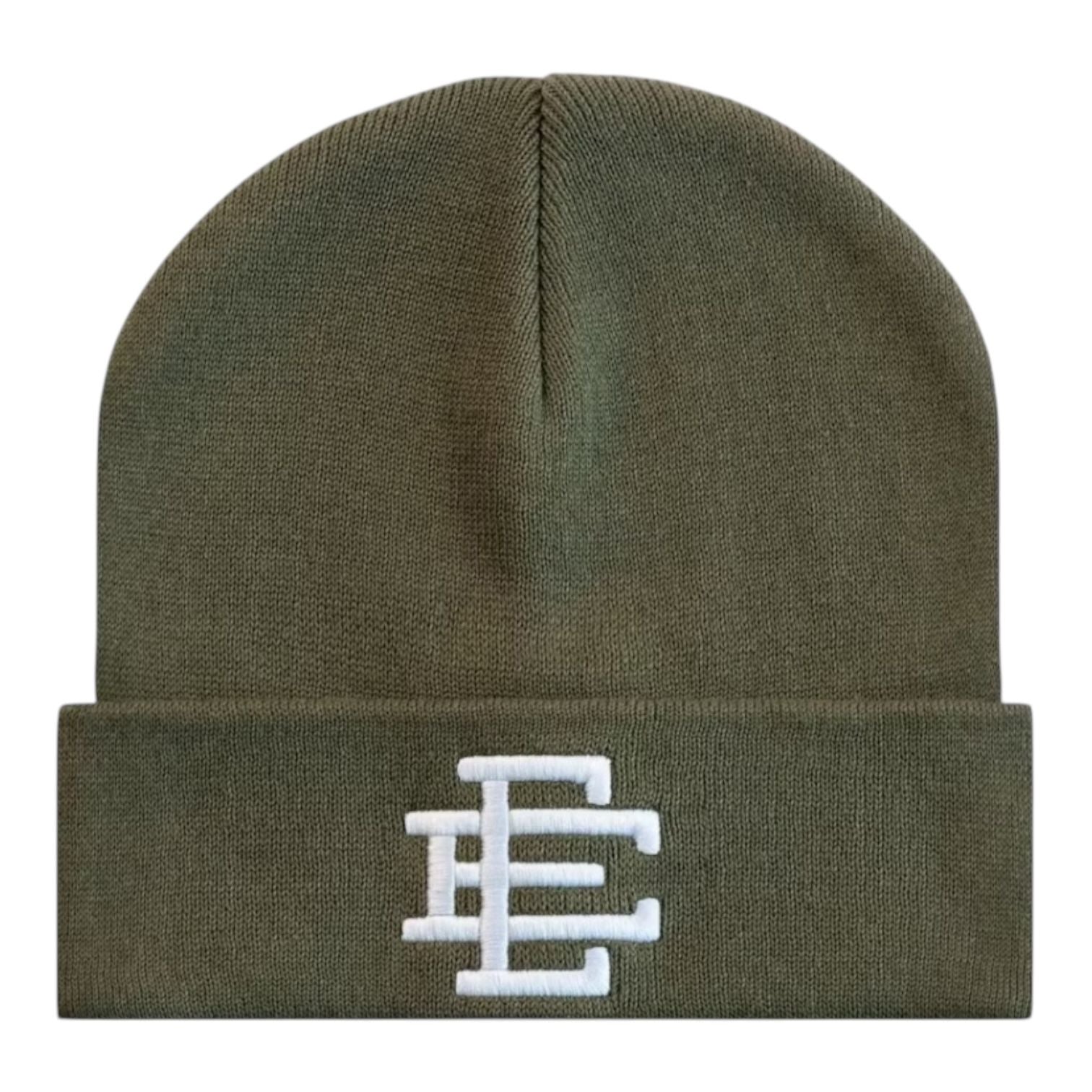 Eric Emanuel EE Beanie Olive Green/White