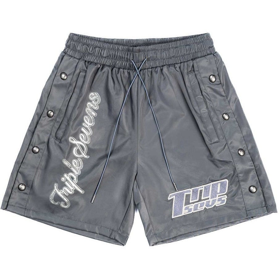 Triple Sevens Nylon Snap Button Shorts Grey