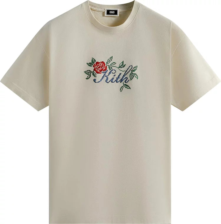Kith Blue Letters Rose T-Shirt Cream