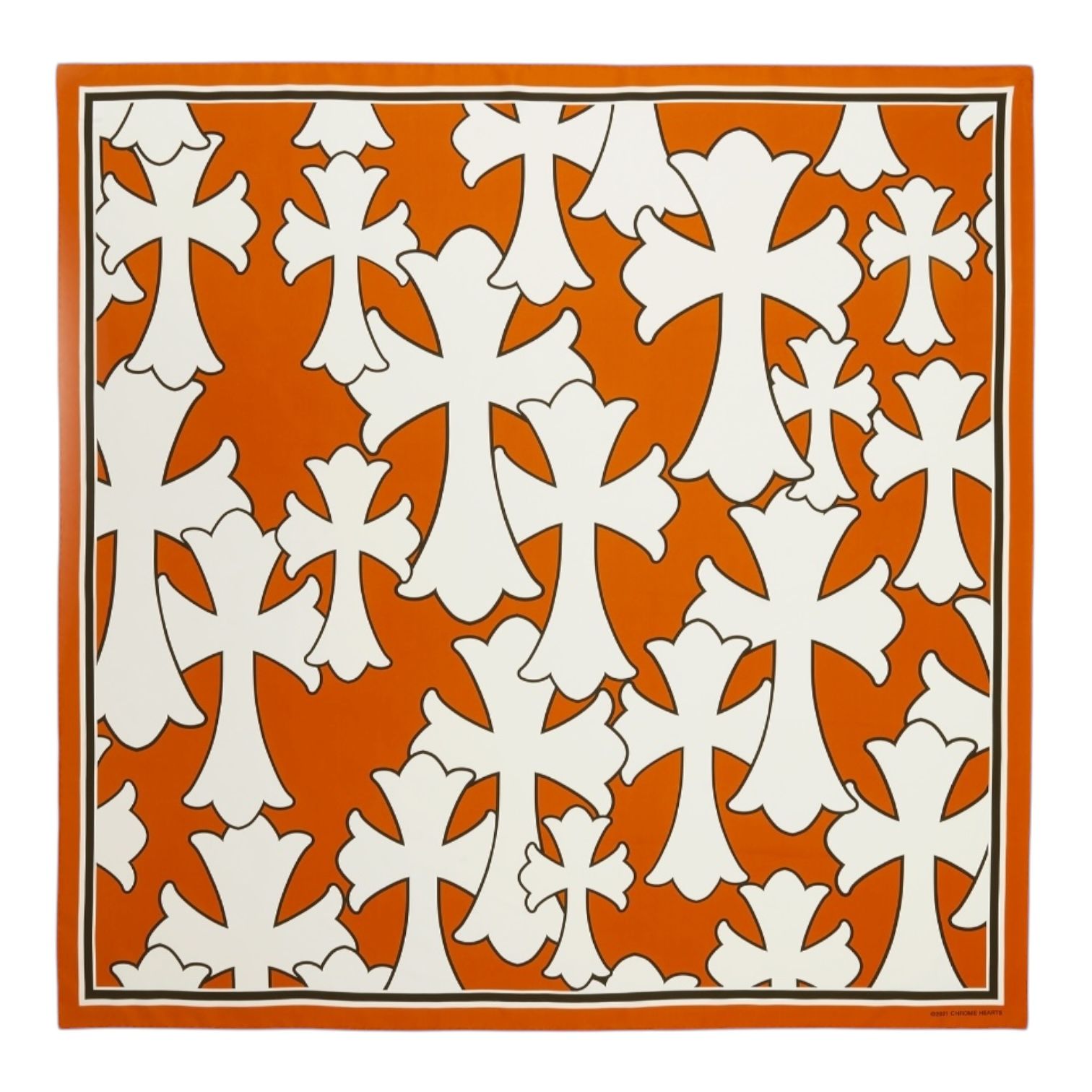 Chrome Hearts Cemetery Cross Silk Scarf Orange