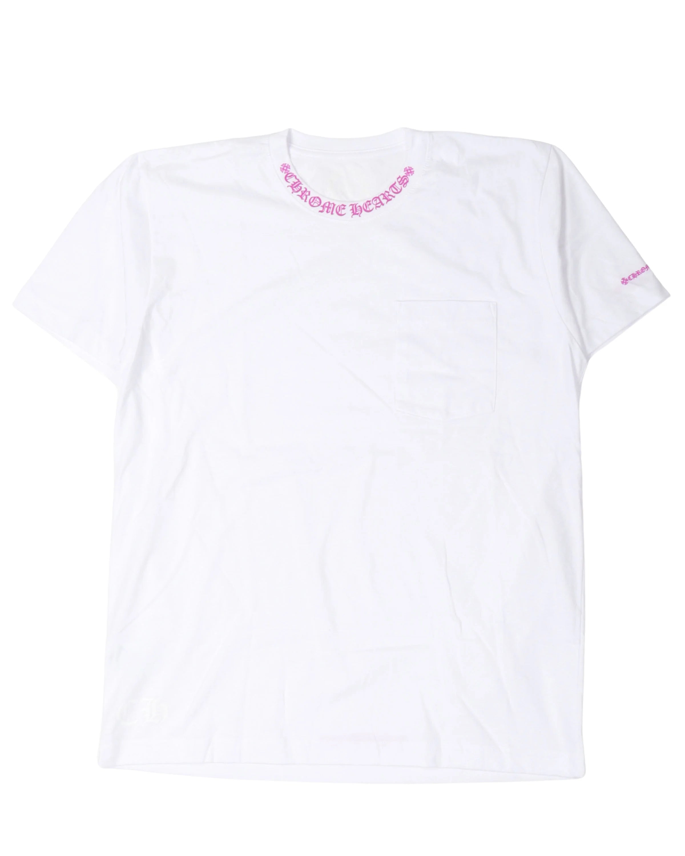 Chrome Hearts Collar Logo T-Shirt White Pink