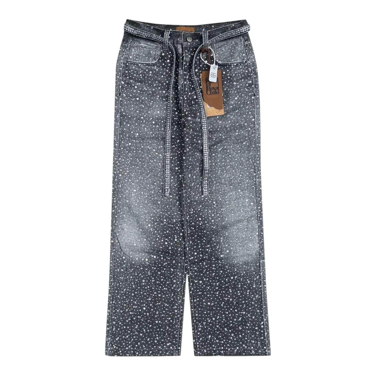 Birth Of Royal Child Diamond Denim Jeans Black