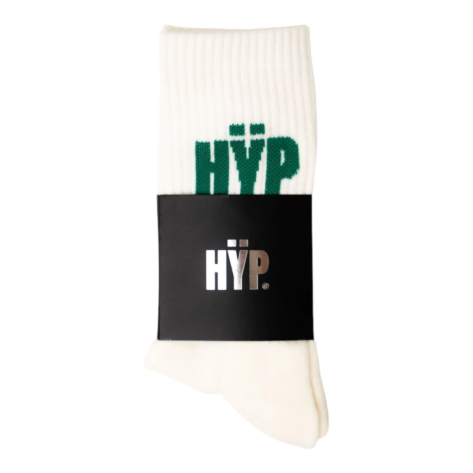 HŸP Cream Pine Green Crew Socks