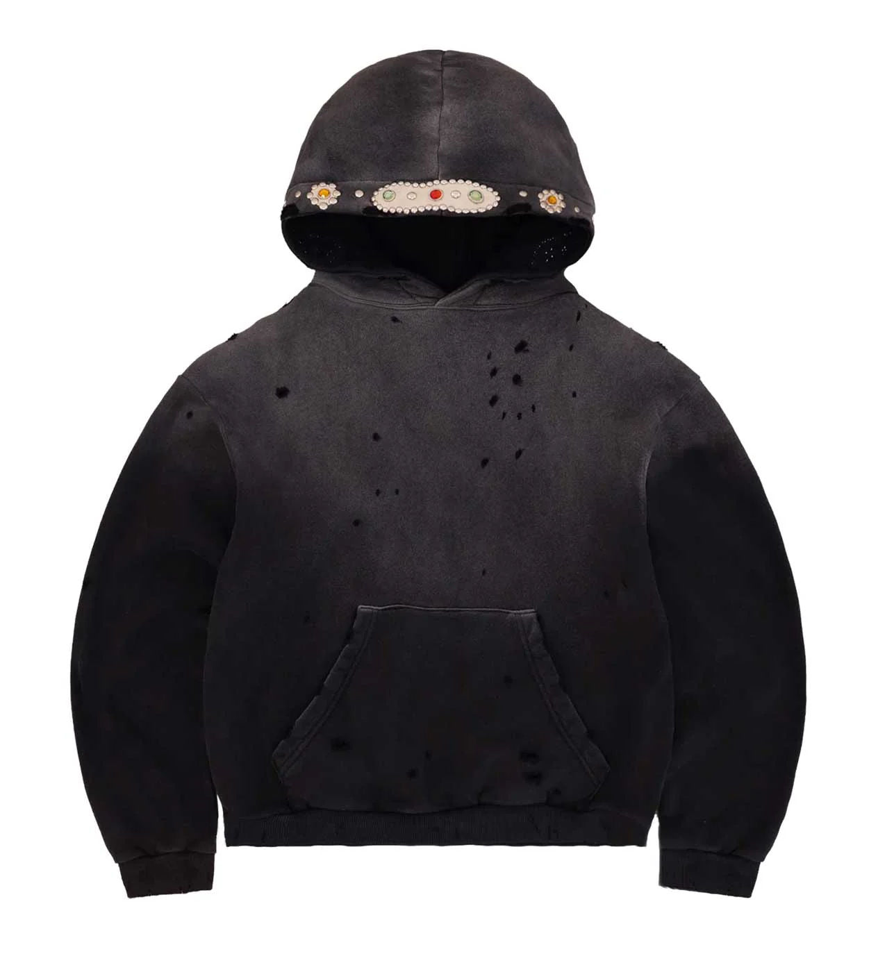 Bravest Studios Crystal Distressed Hoodie Grey