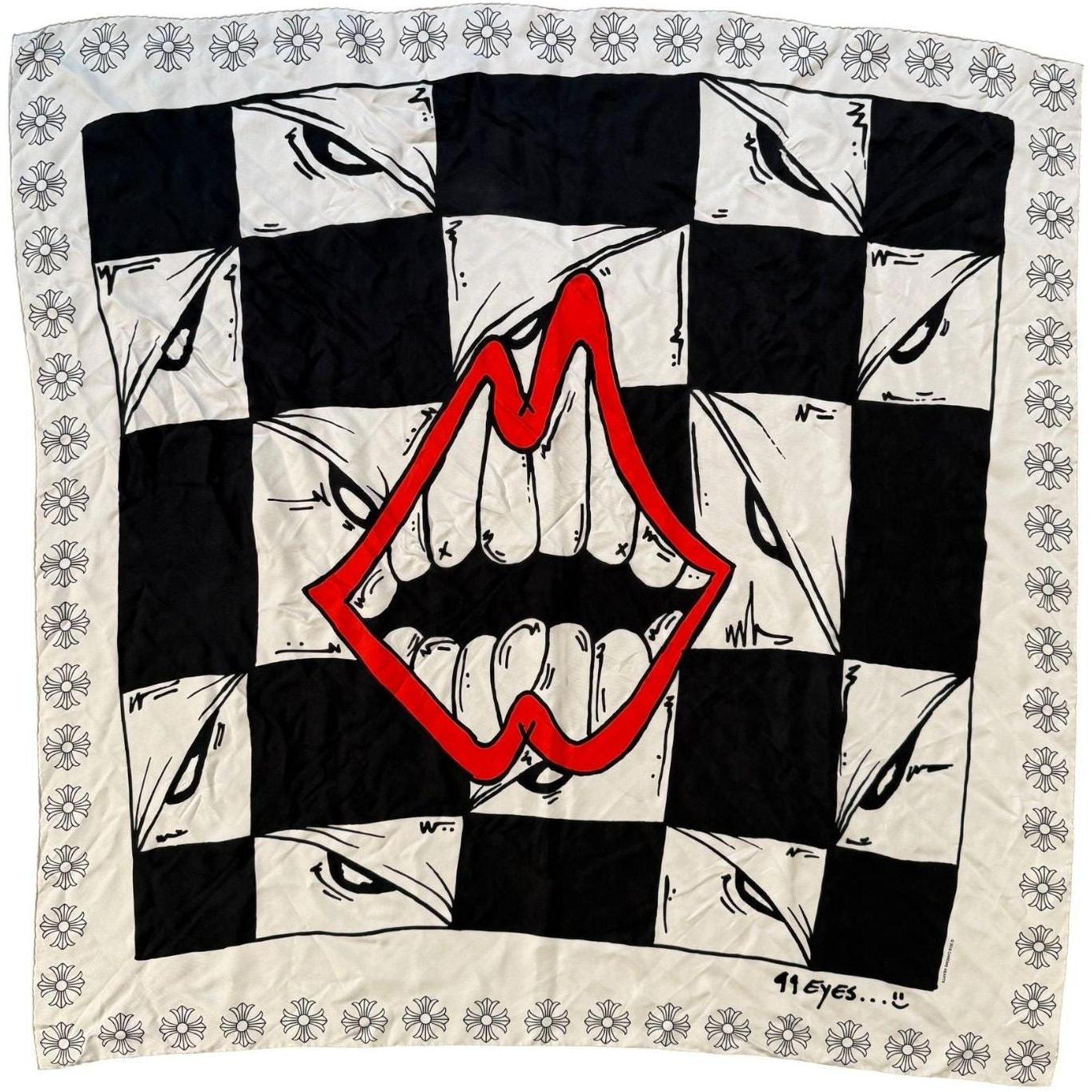 Chrome Hearts Matty Boy Chomper Silk Scarf White/Black - Like New