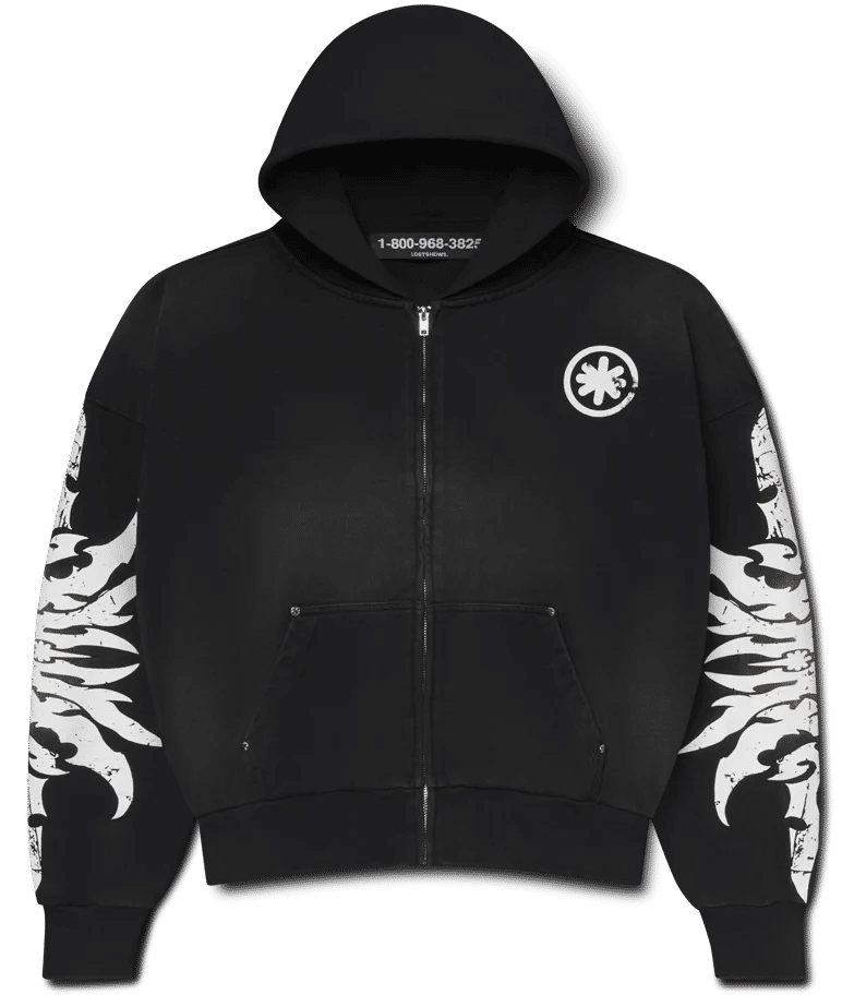 LostShdws Complex Con Exclusive Acid Wash Zip Up Hoodie Black