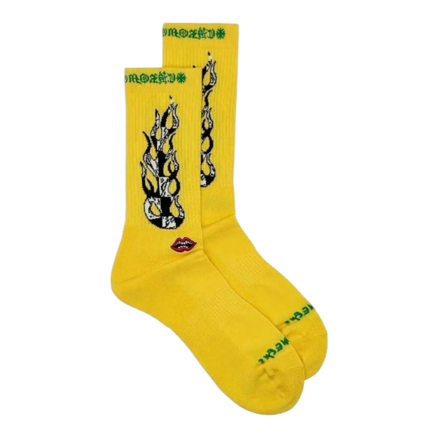 Chrome Hearts Matty Boy Flame Socks Yellow/Green