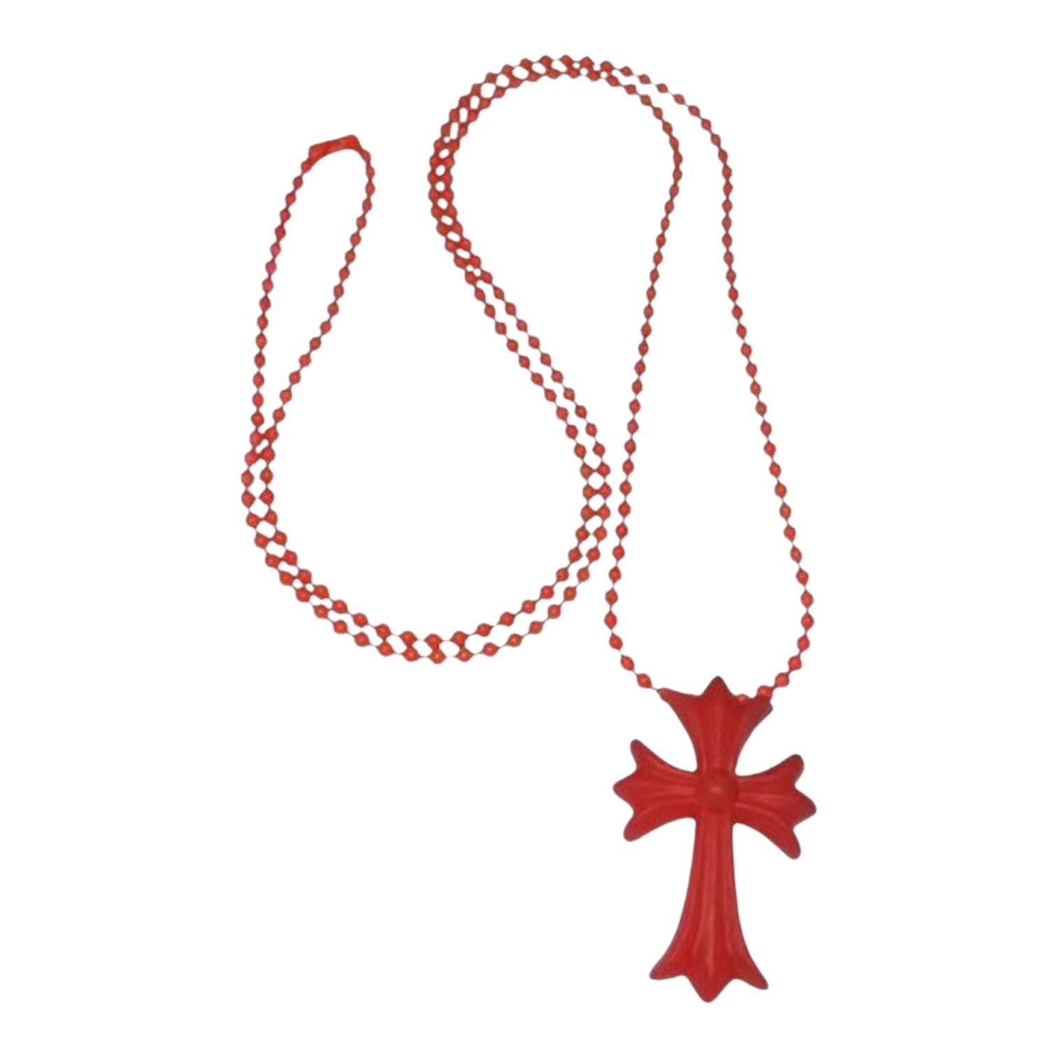 Chrome Hearts Silichrome Cross Silicon Necklace Red