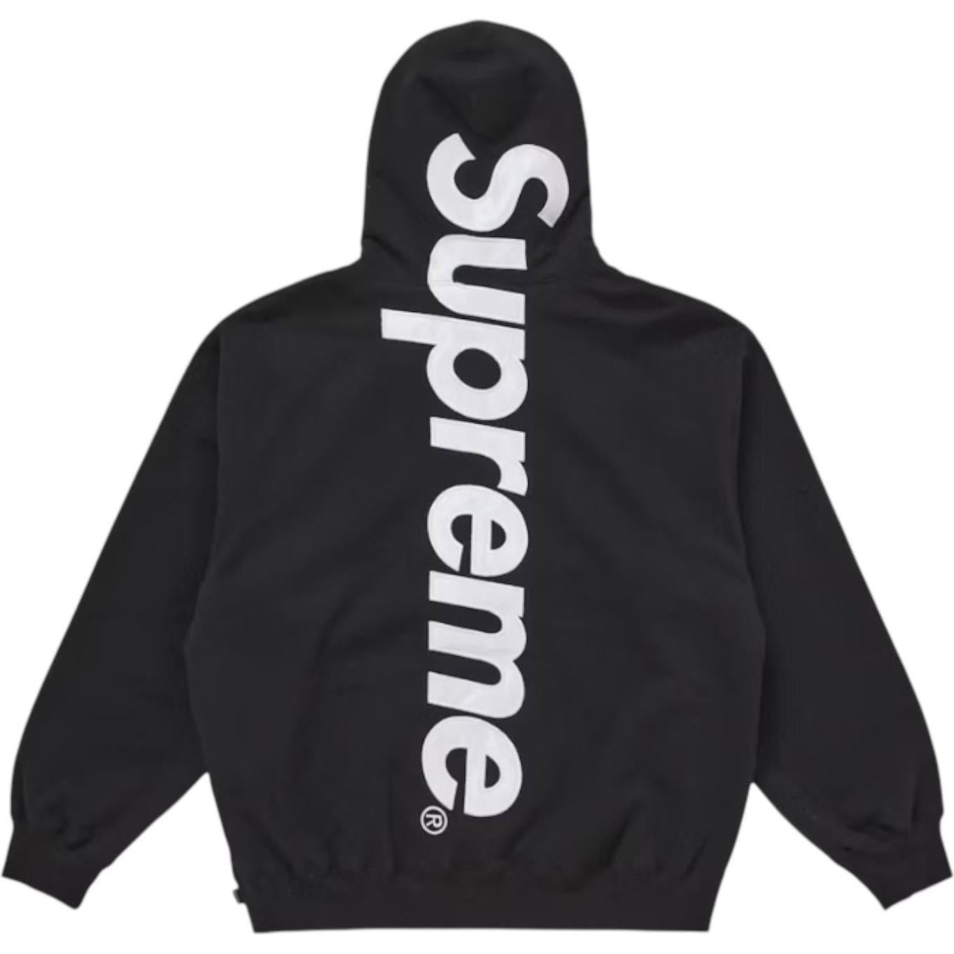Supreme Satin Appliqué Hooded Sweatshirt (FW25) Black