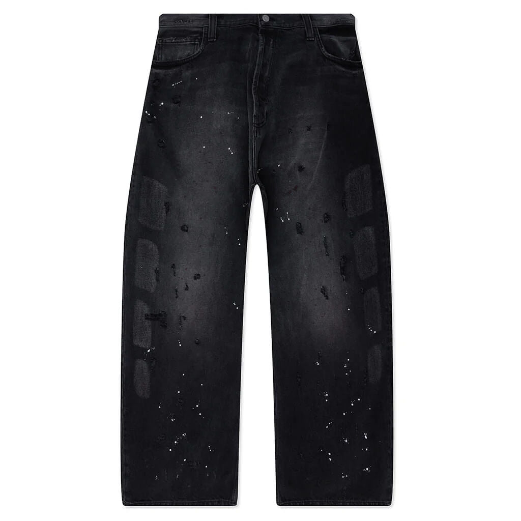 Satoshi Nakamoto Baggy Moto Jeans Washed Black