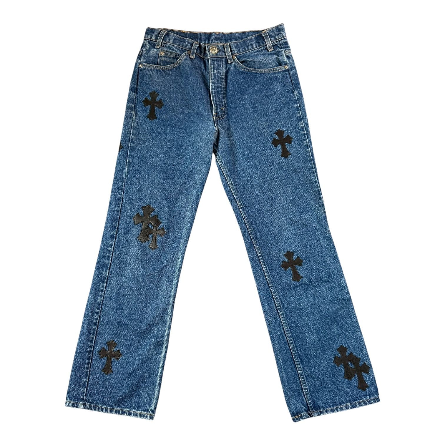 Chrome Hearts Black Cross Patch Blue Levi’s Orange Label Jeans