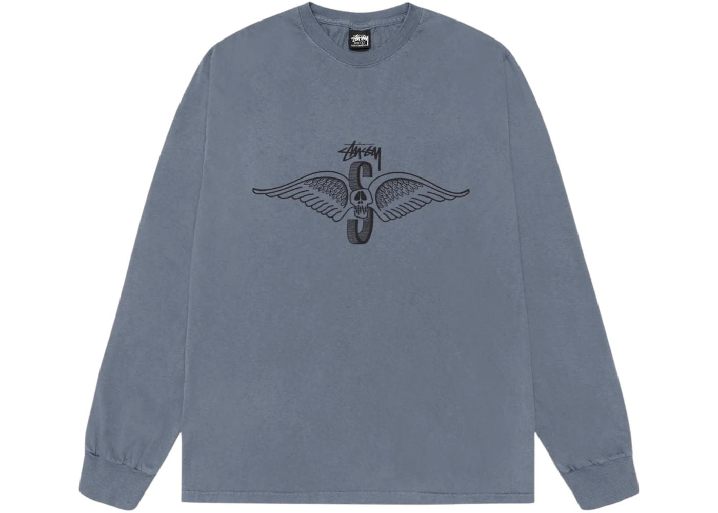 Stussy Skull Wings L/S Pigment Dyed Tee Navy