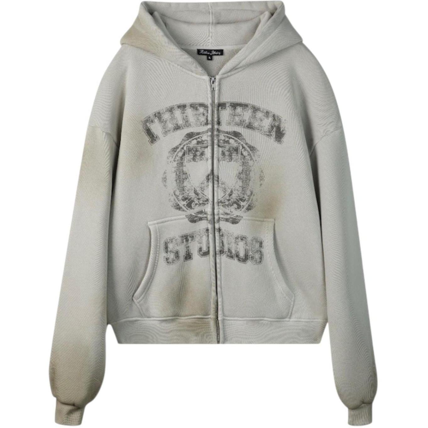 Thirteen Studios University Zip Up Hoodie White