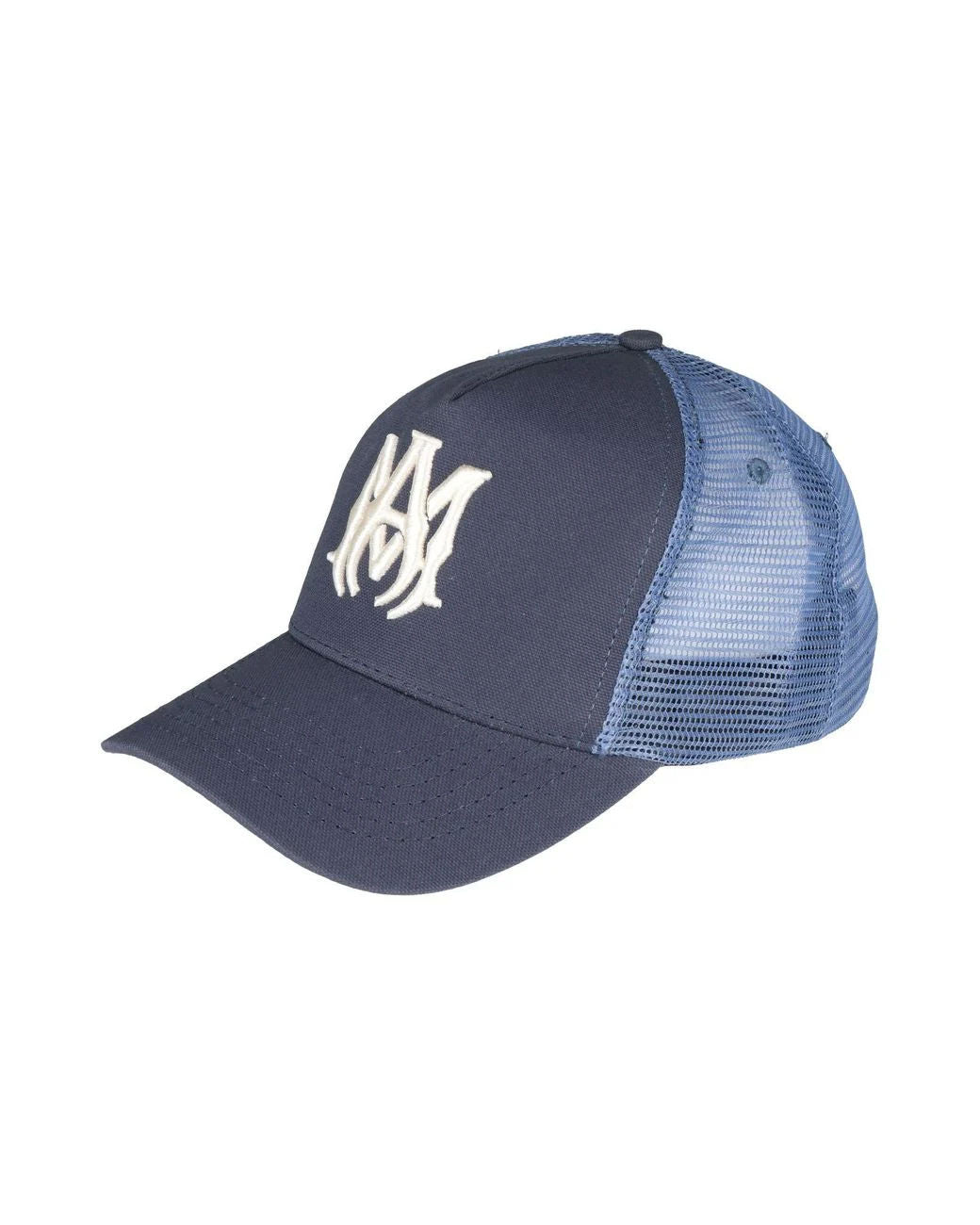 Amiri MA Logo Trucker Hat Navy Blue