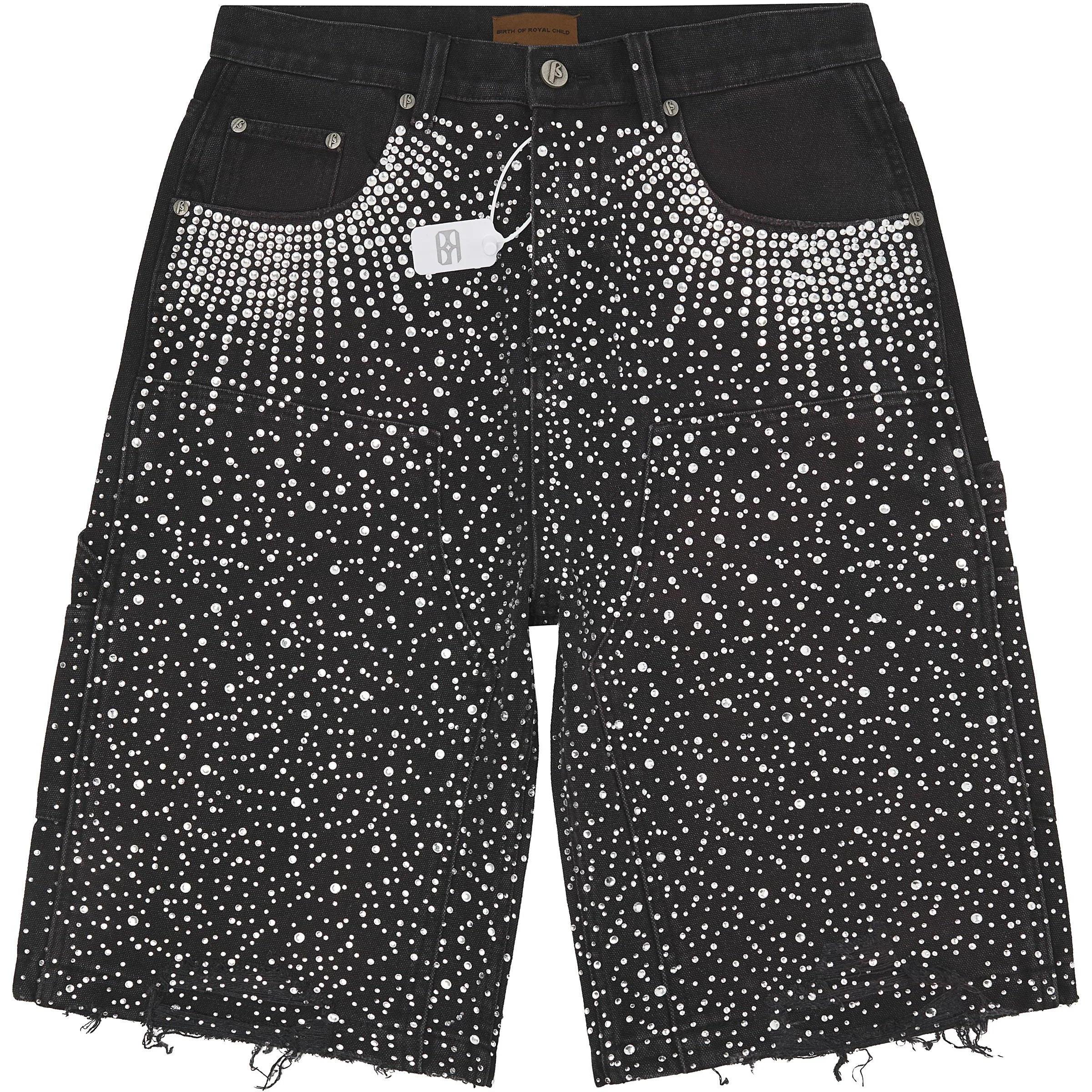 Birth Of Royal Child Diamond Jean Shorts Black