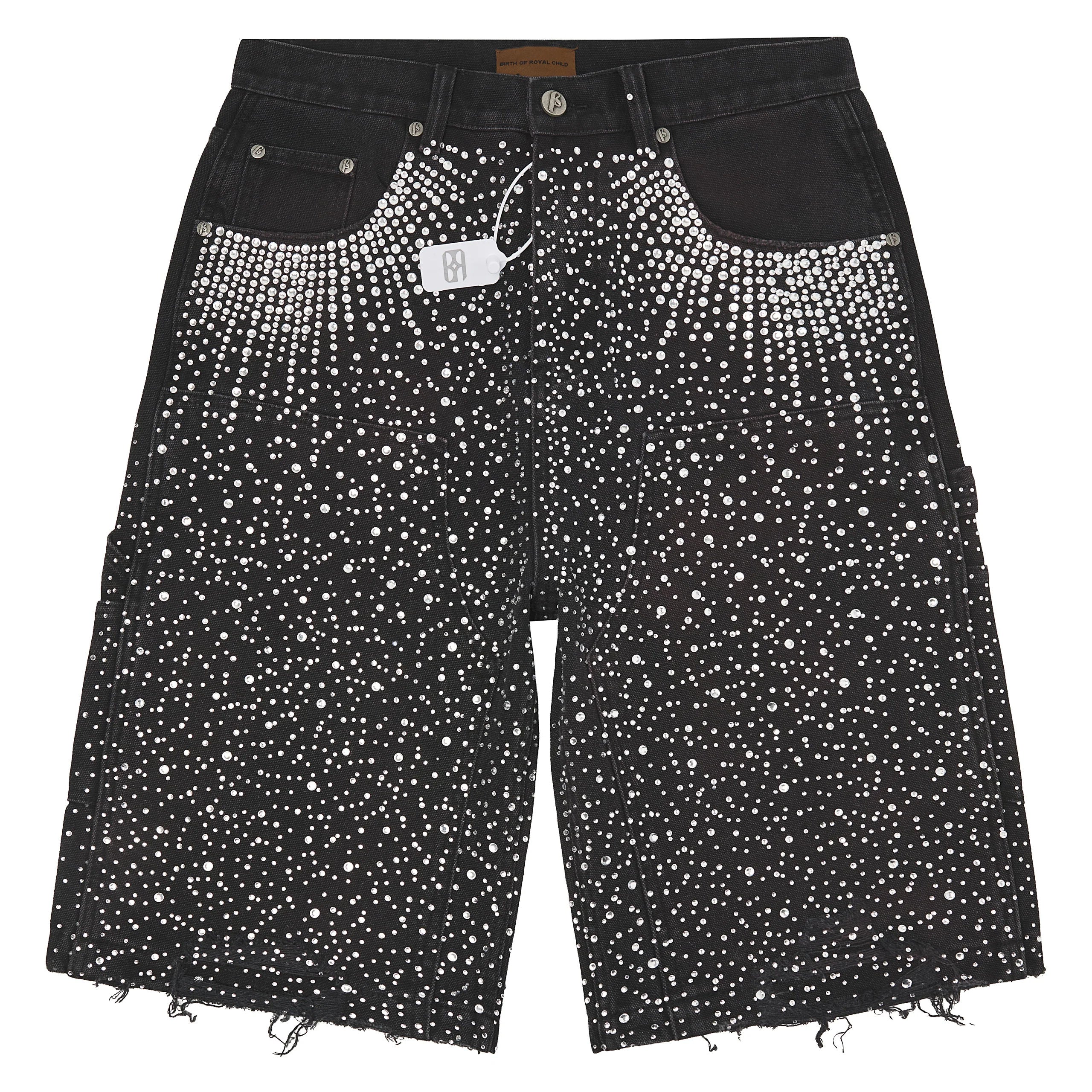 Birth Of Royal Child Diamond Jean Shorts Black
