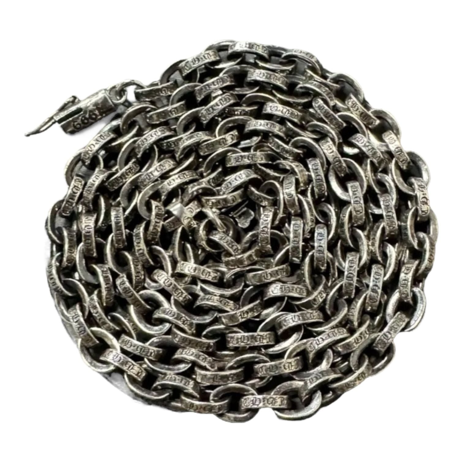 Chrome Hearts Paper Chain Silver Necklace - 24 Inches