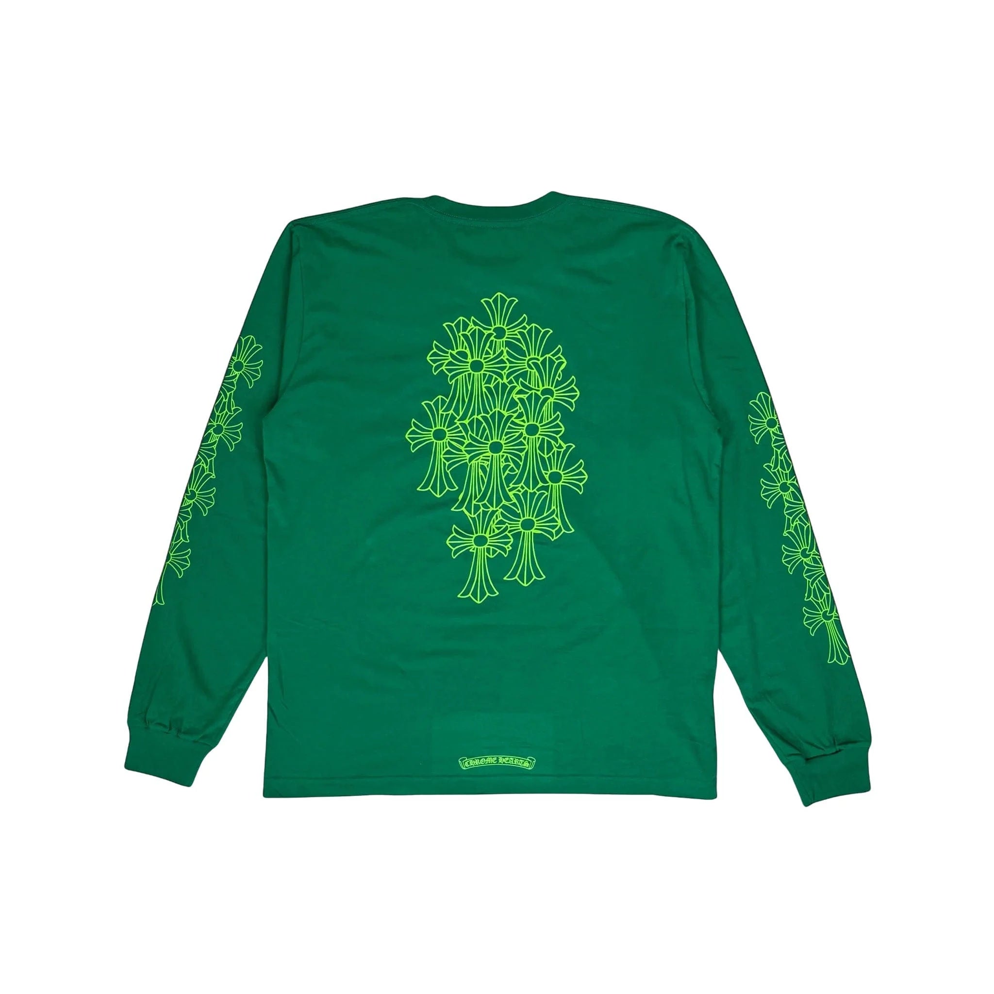 Chrome Hearts Cemetery Cross L/S T-Shirt Kelly Green/Glo Green