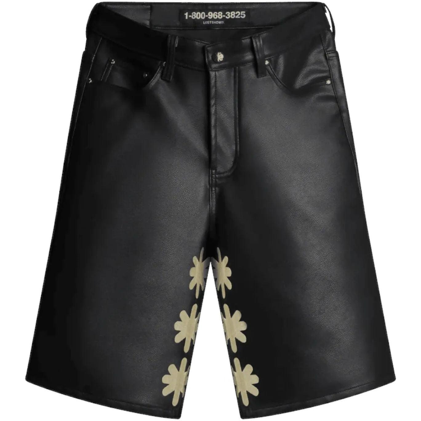 Lostshdws Leather Shorts Black Bone