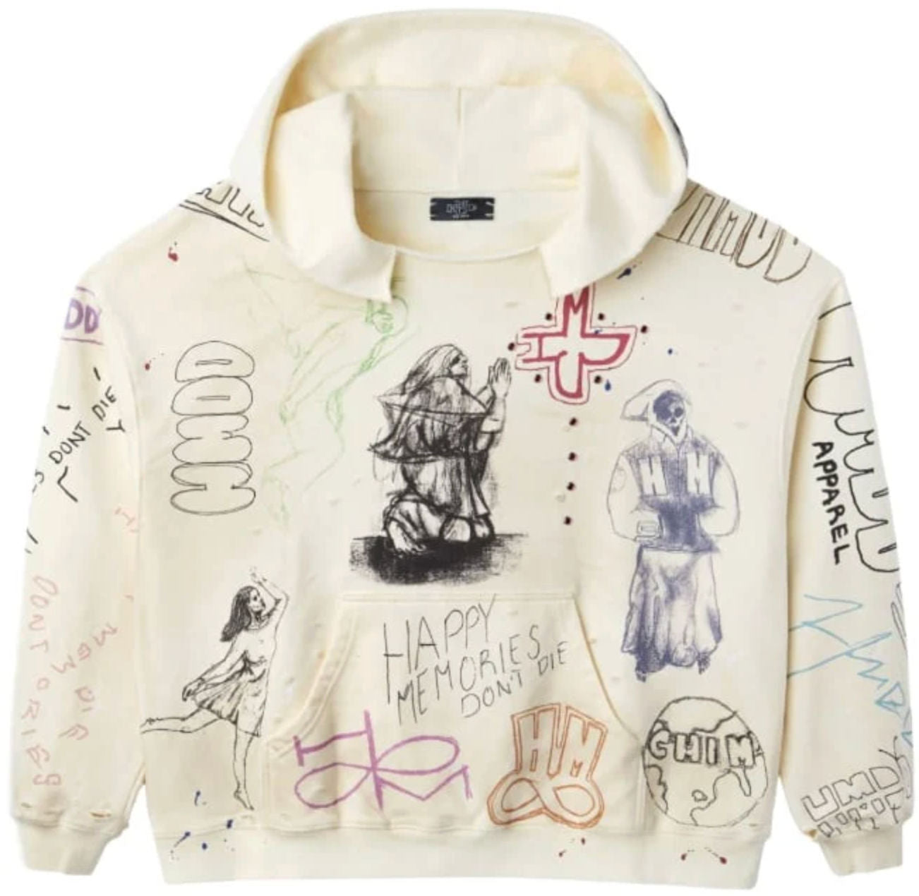 Happy Memories Don't Die HMDD Sketch Hoodie Cream