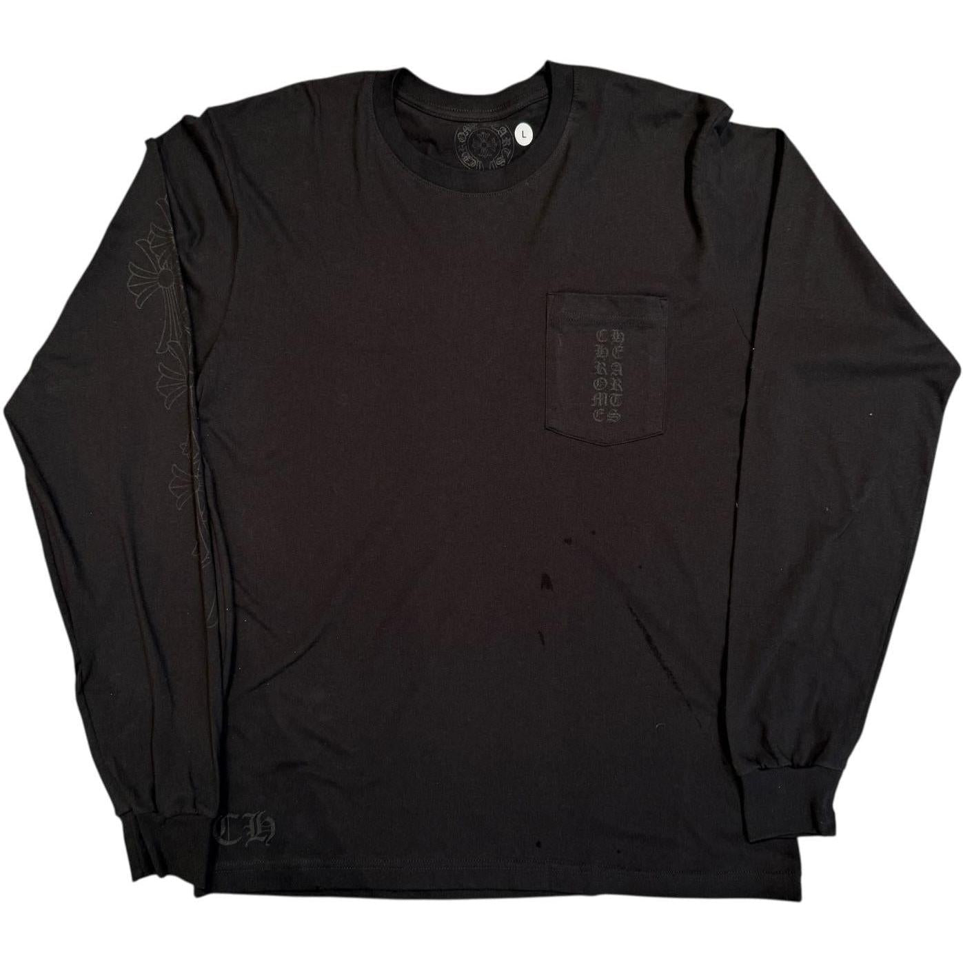 Chrome Hearts Miami Exclusive Cemetery Vertical Logo L/S Shirt Black
