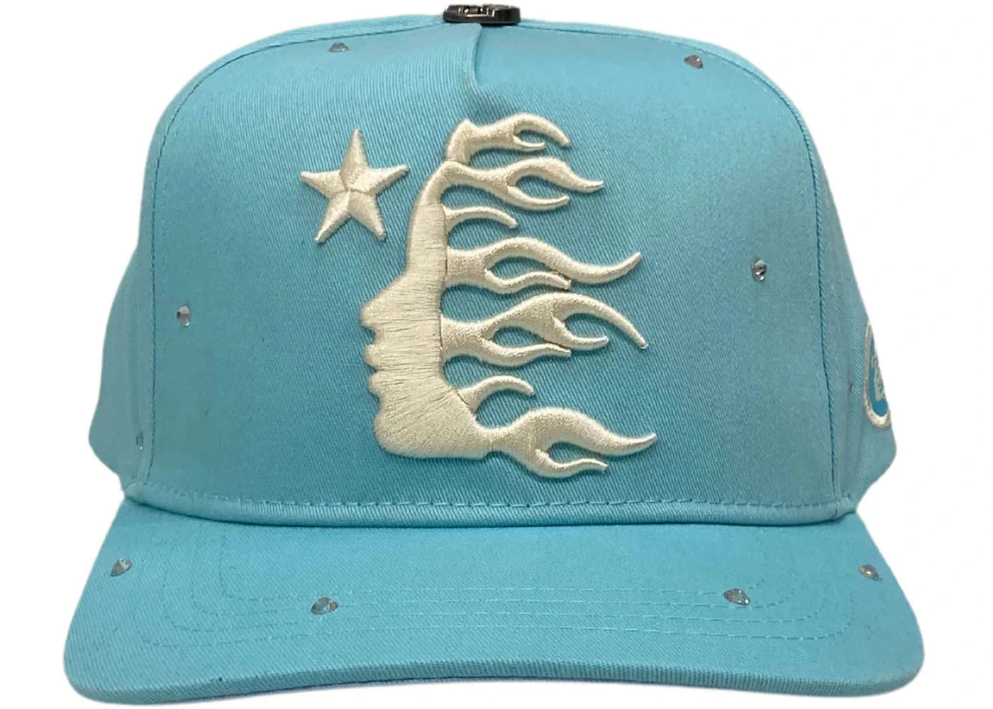 Hellstar OG Logo Rhinestone Snapback Hat Baby Blue