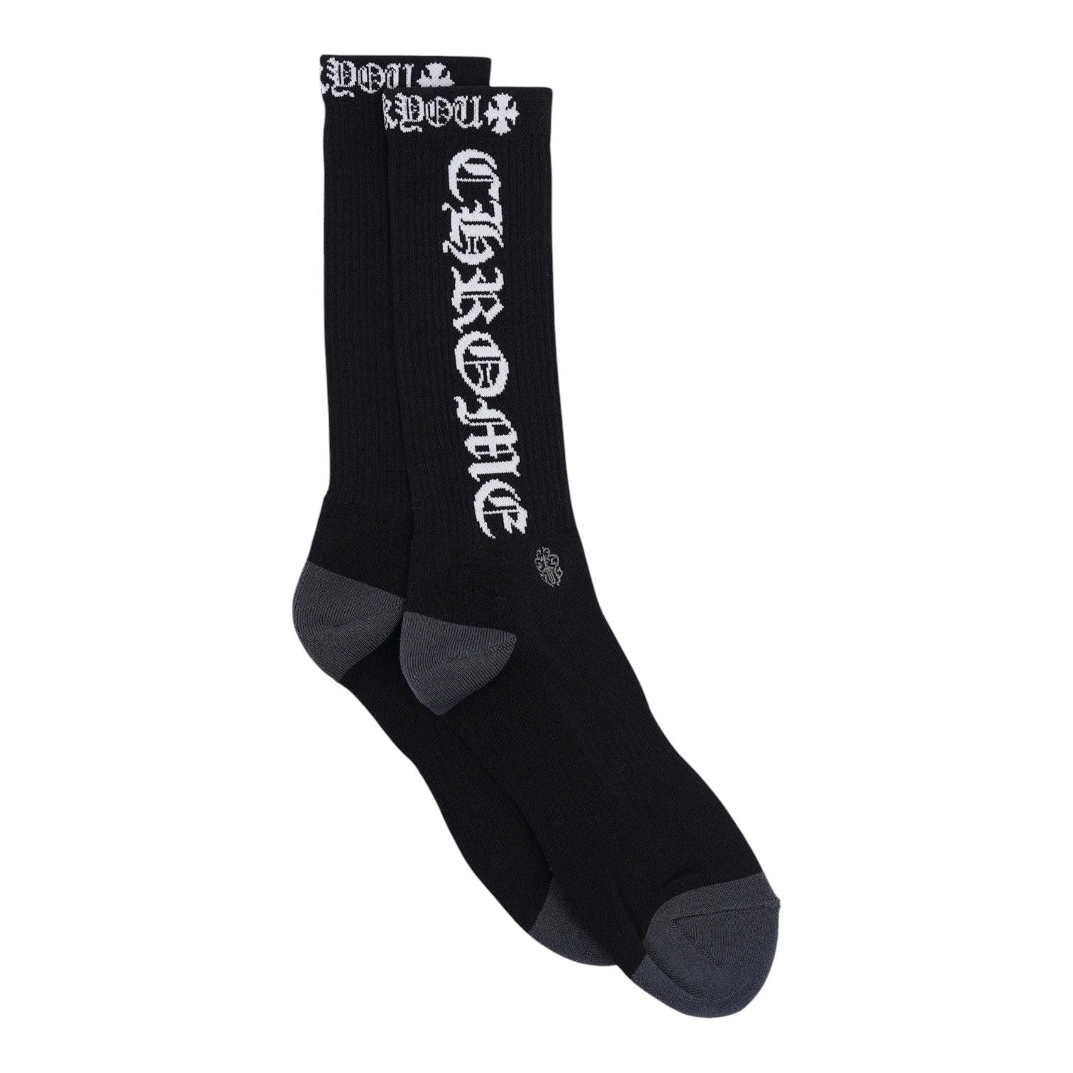 Chrome Hearts Fuck You Logo Socks Black White