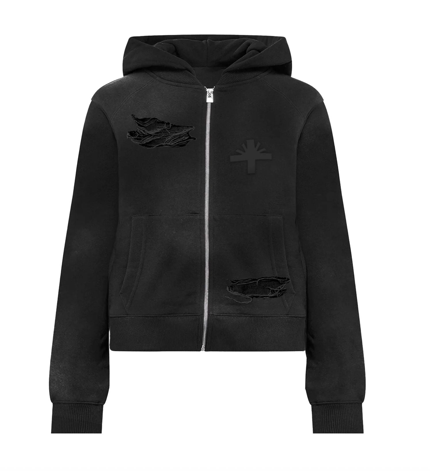Vertabrae Classic Obsidian Full Zip-Up Hoodie Black