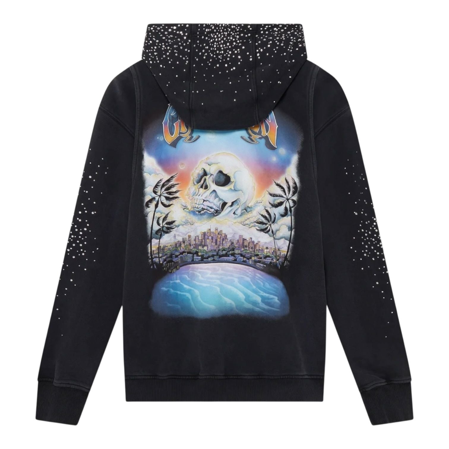 Casablanca La Prémonition Crystal Embellished Zip Hooded Sweatshirt