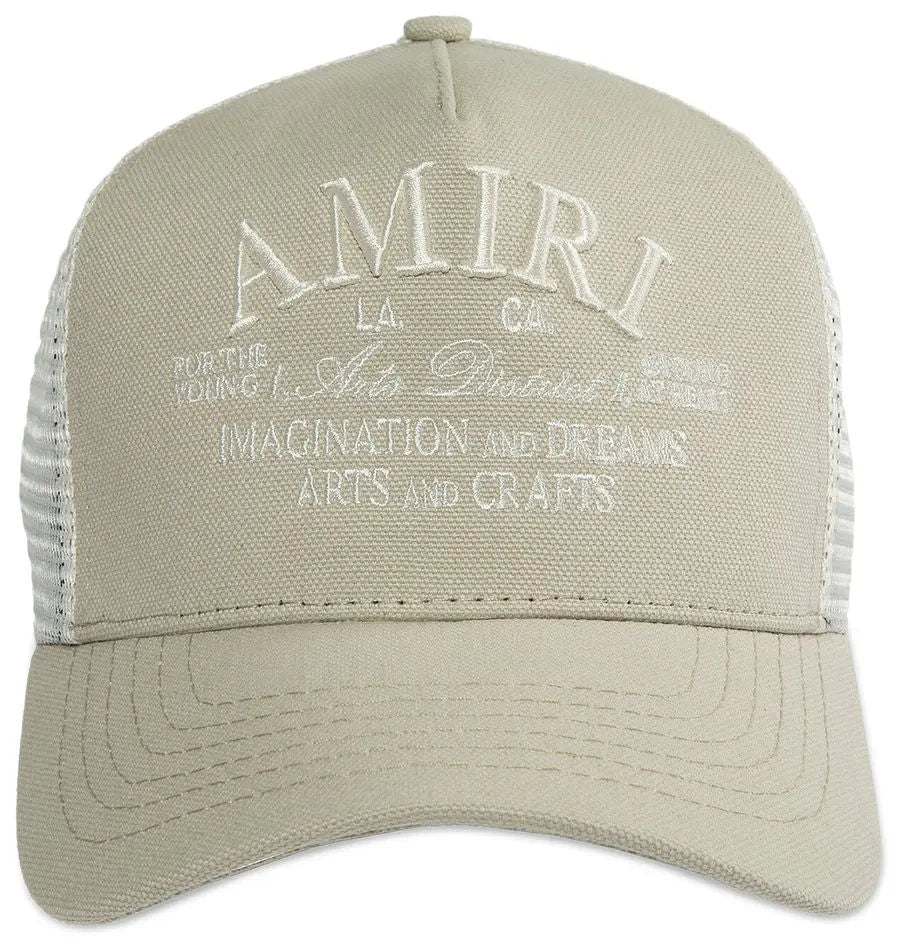 Amiri Arts District Trucker Hat Stone Grey