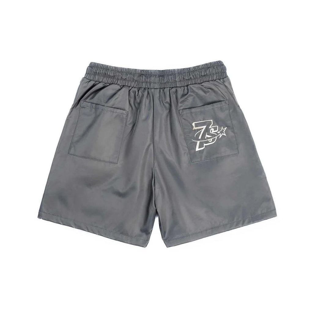 Triple Sevens Nylon Button Up Shorts Grey