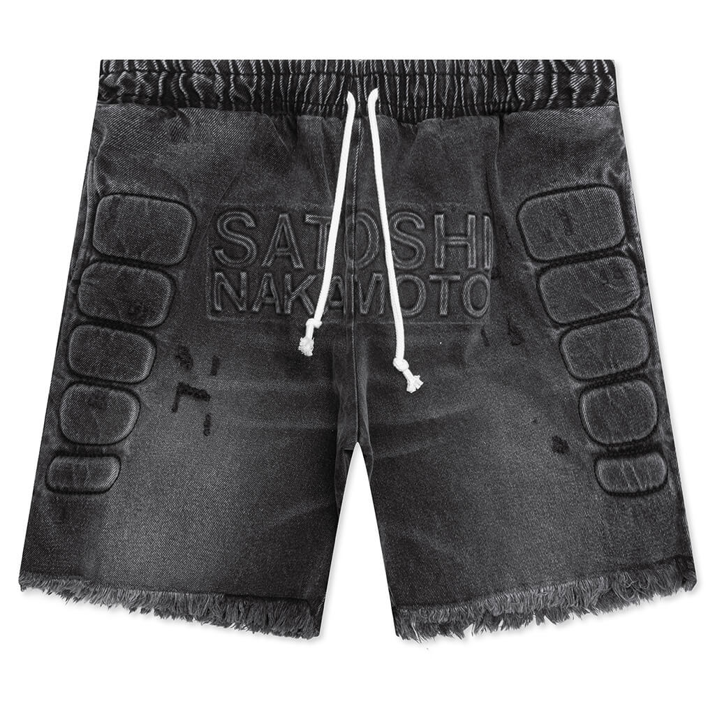 Satoshi Nakamoto Denim Moto Shorts Black