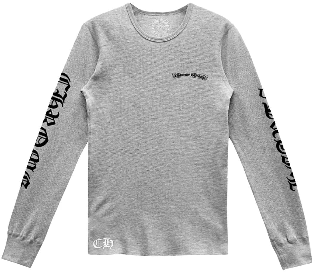 Chrome Hearts Scroll Logo Grey Thermal Long Sleeve