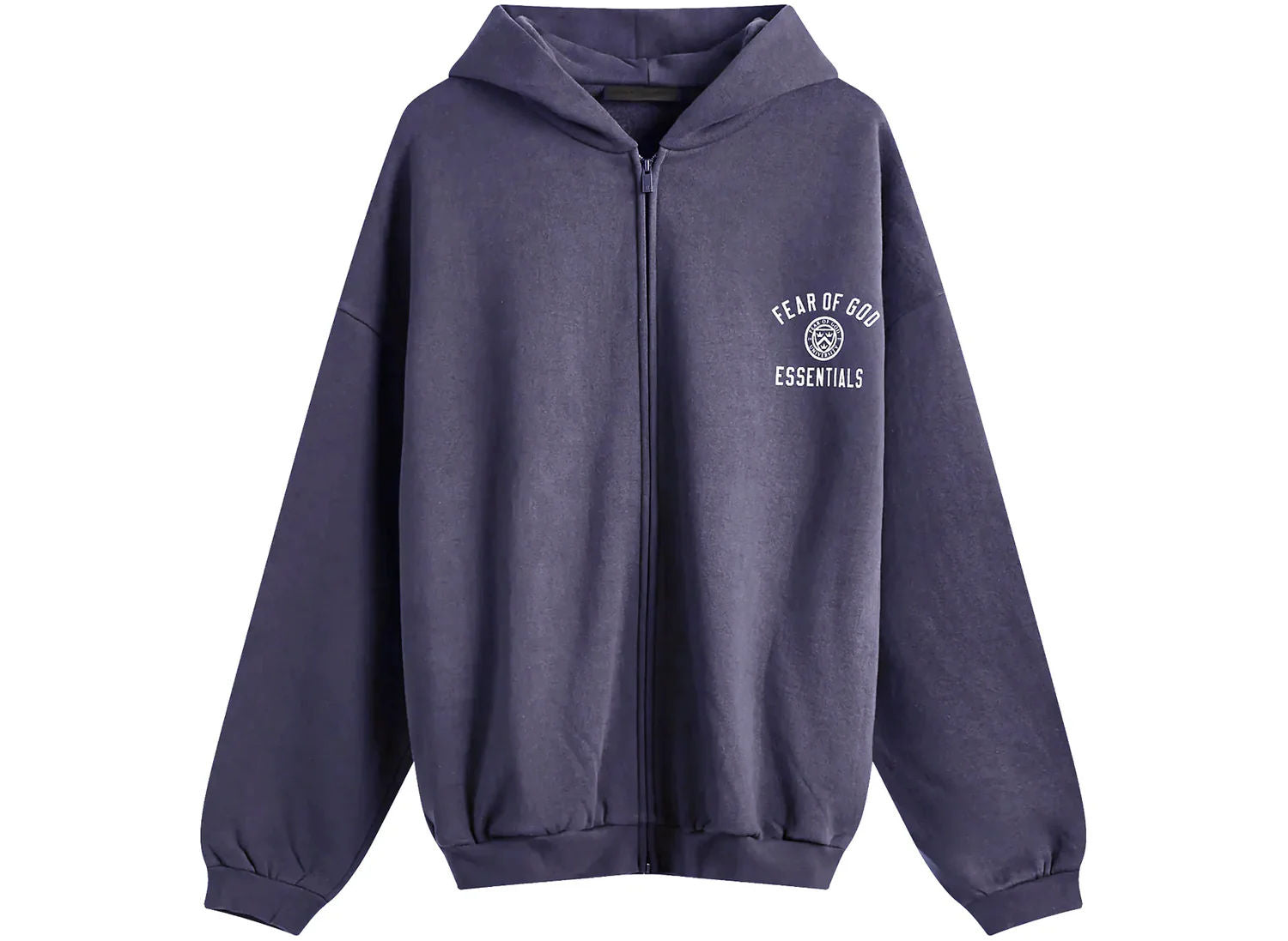 Fear of God Essentials Heavy Fleece Full Zip Up Hoodie Marine