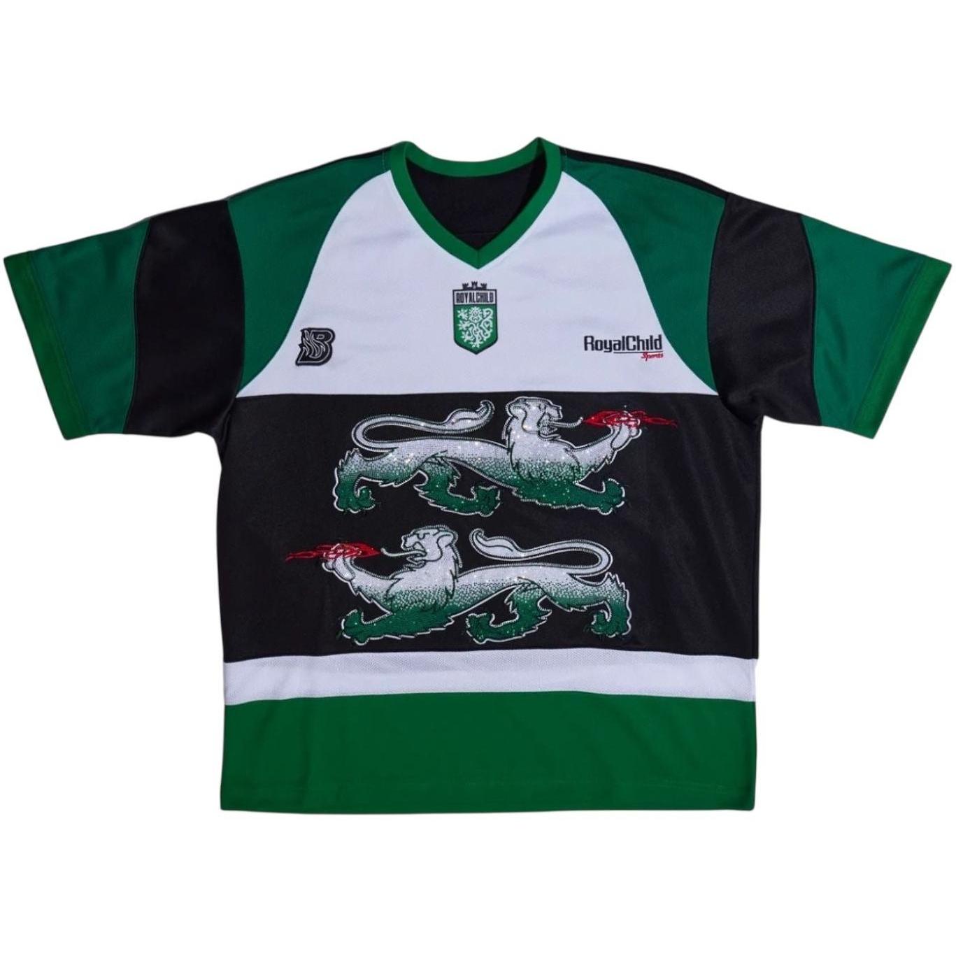 Birth of a Royal Child Double Lion Rhinestone Jersey Green