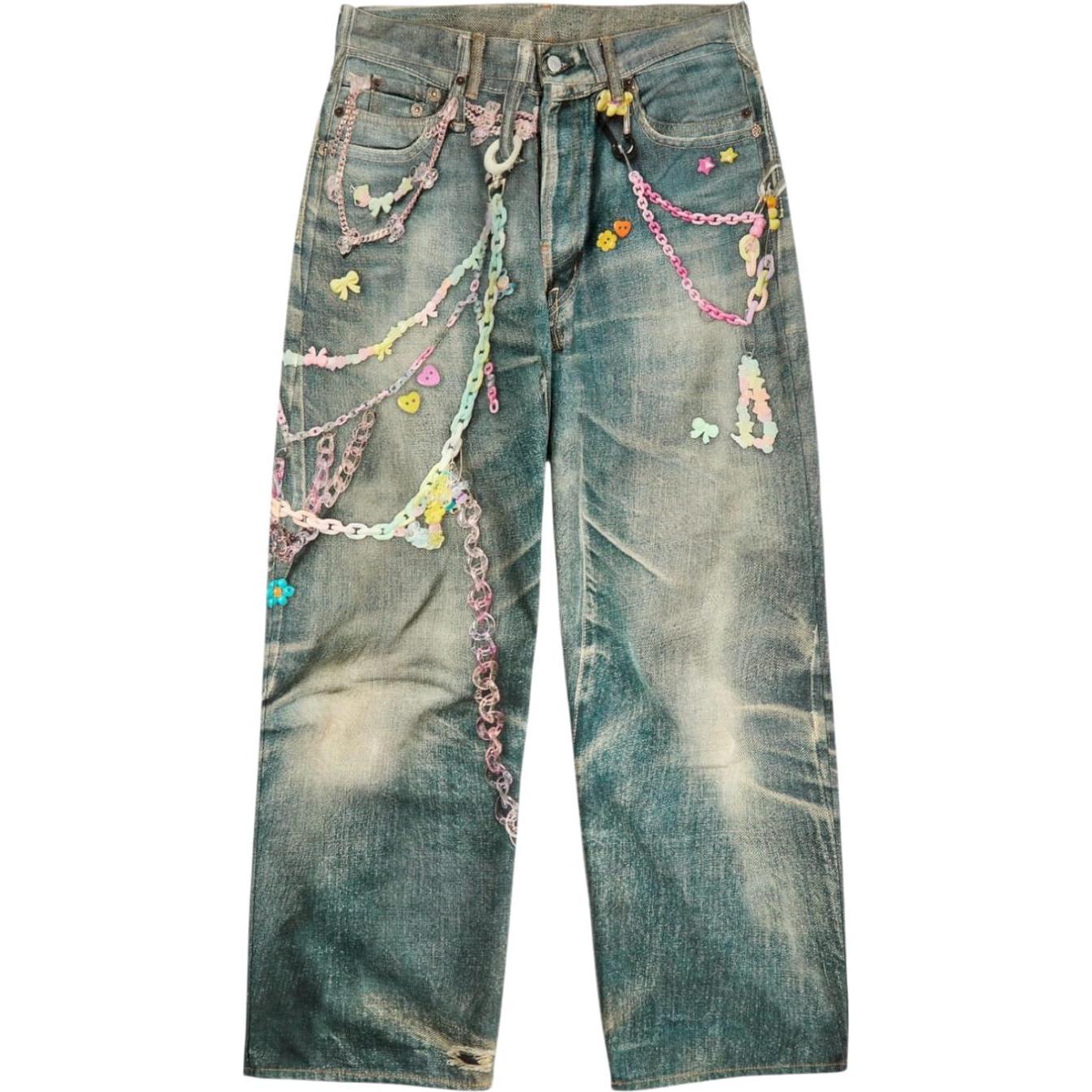 Acne Studios Printed Wide leg Jeans Mid Blu