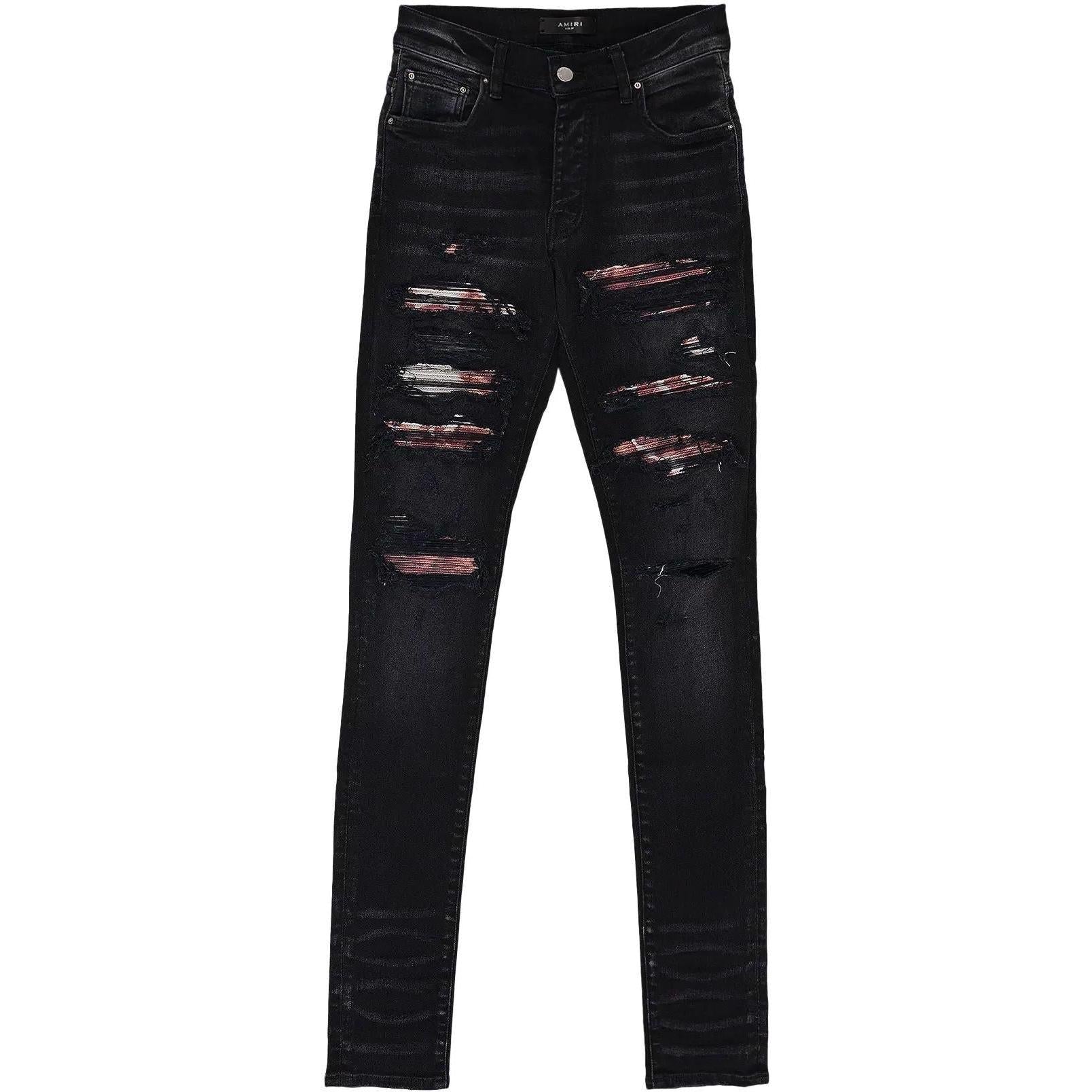 Amiri Thrasher Tie Dye Aged Jeans Black