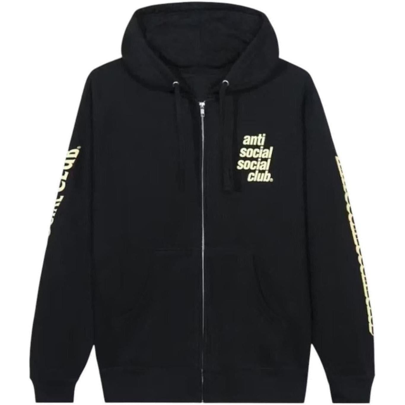 Anti Social Social Club Split Zip Hoodie Black