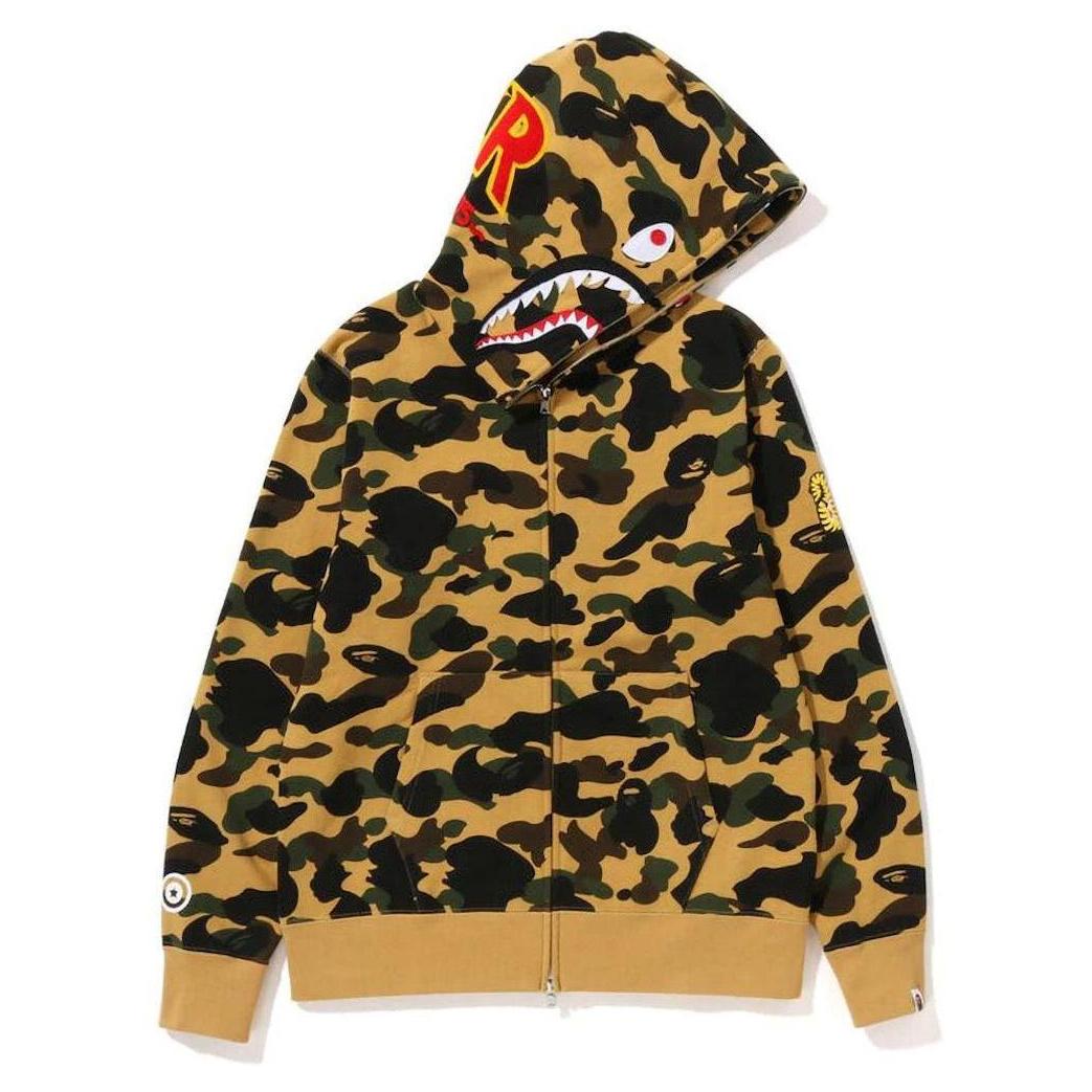 BAPE PONR 1St Camo Shark Full Zip Hoodie Yellow