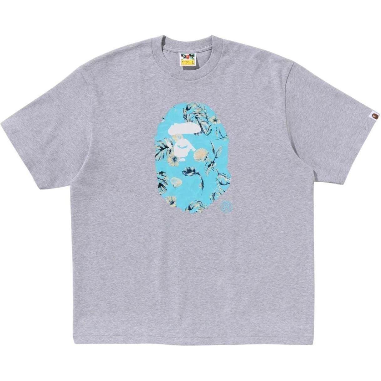 BAPE Vacation Pattern Ape Head Relaxed Fit Tee Gray