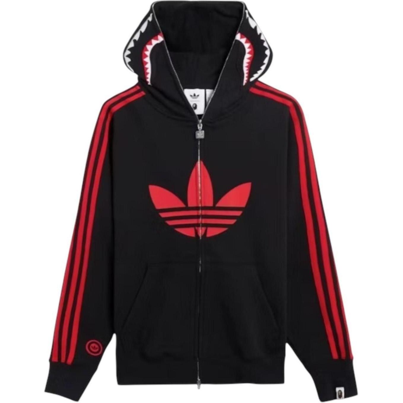 BAPE x adidas Shark Fleece Full Zip Hoodie Black