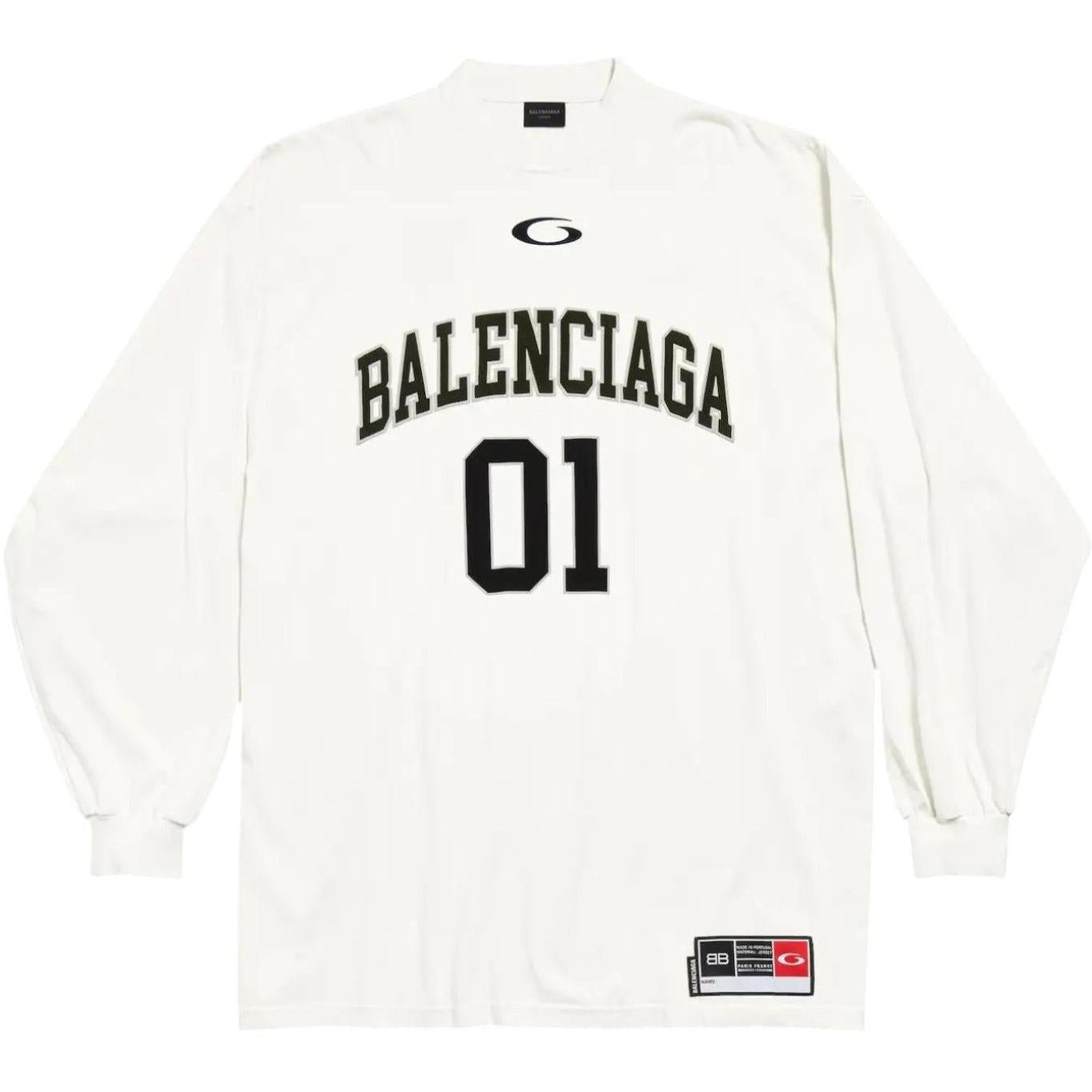 Balenciaga Basketball Series 01 White Longsleeve Jersey T-Shirt