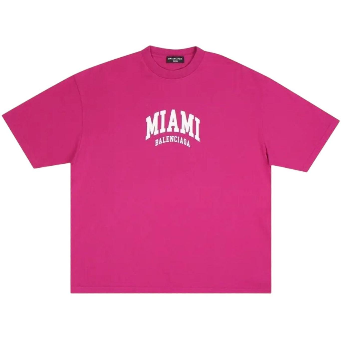 Balenciaga Logo T-Shirt Dark Fuchsia/White