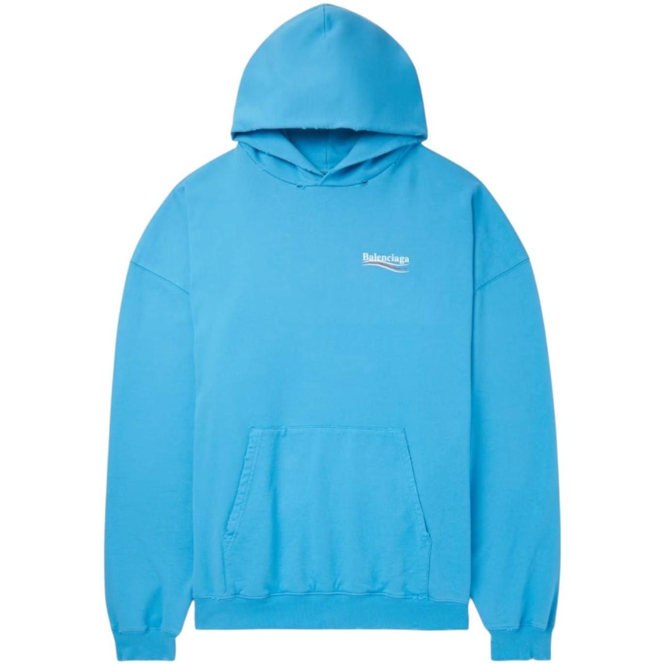Balenciaga Political Campaign Medium Fit Hoodie Blue