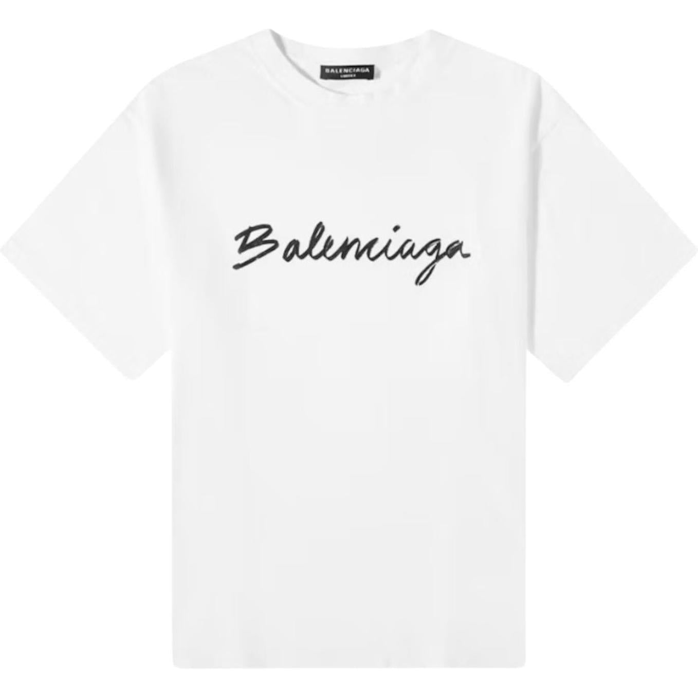 Balenciaga Script Logo T-shirt White/Black