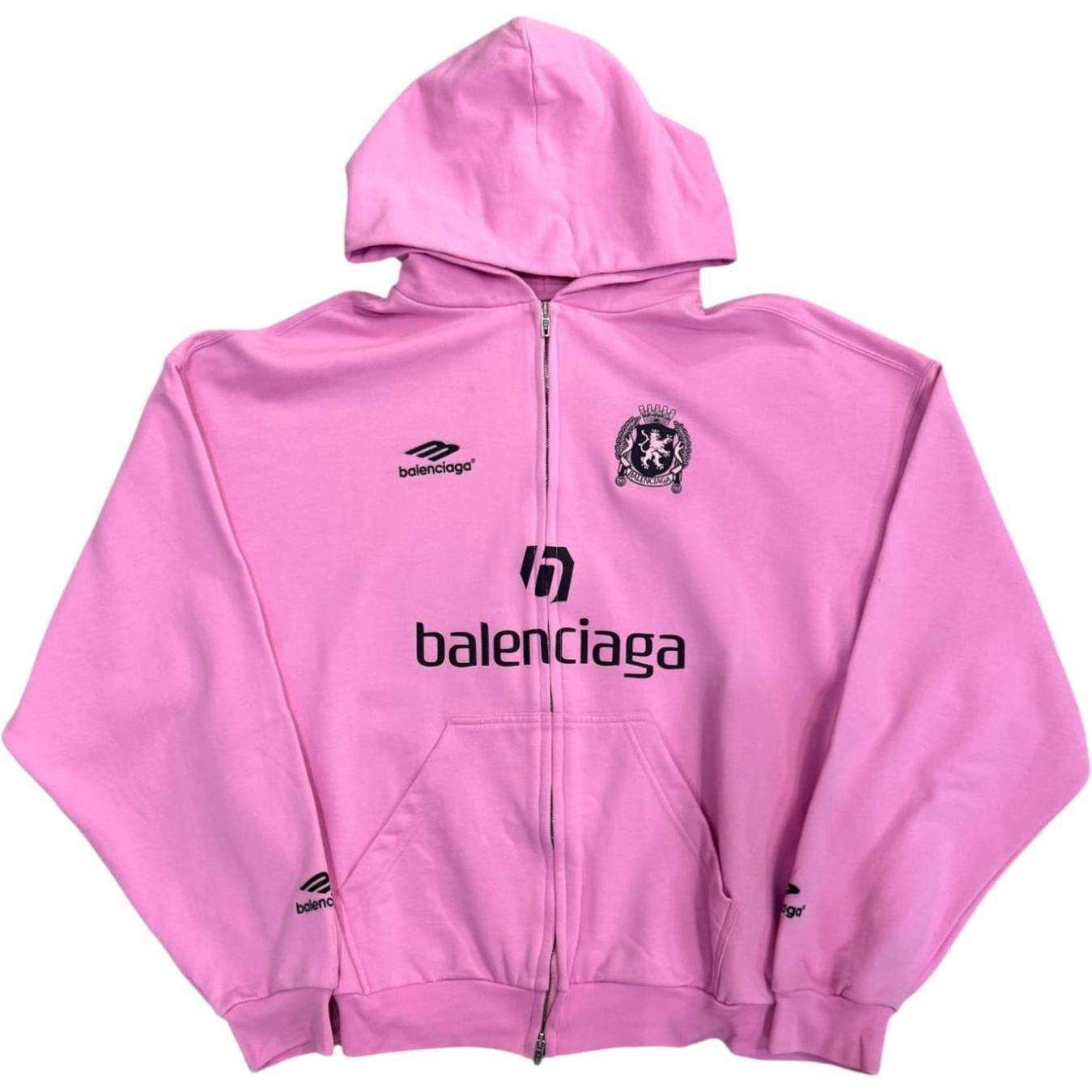 Balenciaga Soccer Paris Zip up Hoodie Pink