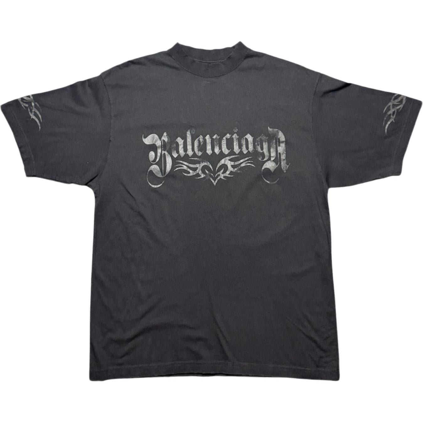 Balenciaga Tacky Tribal Gothic Logo T-Shirt Black