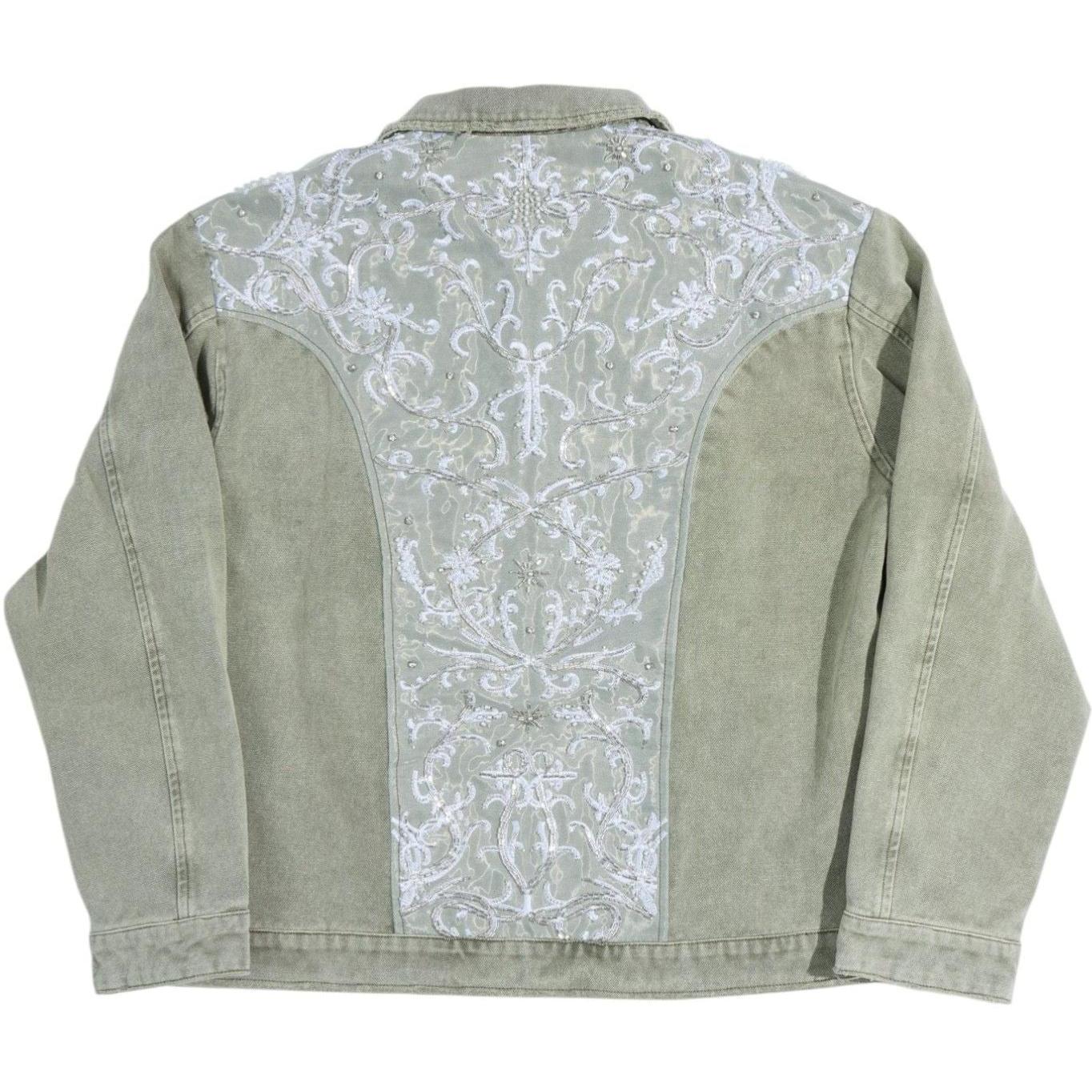 Birth Of Royal Child Beaded Embroidery Workwear Jacket Green